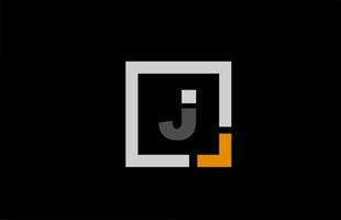 black white orange square letter alphabet logo design icon for company vector