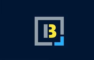 blue yellow letter B alphabet logo design icon for business vector