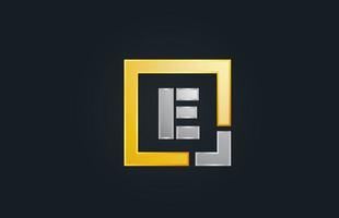 gold silver metal letter E alphabet logo design icon for business vector