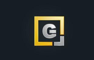 gold silver metal letter G alphabet logo design icon for business vector