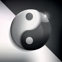 El yin y el yang equilibrio brillante sobre fondo blanco. vector