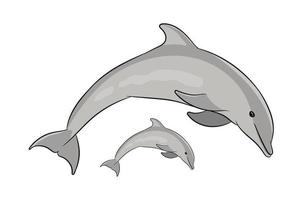 Dolphin Fish Jumping  Mascot Cartoon
