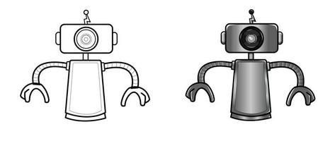 diseño de personajes de dibujos animados de robots metálicos vector