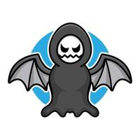 Cute grim reaper cartoon illustration. halloween vector concept.