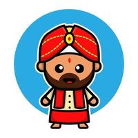 Cute indian boy cartoon character vector