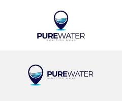 Mineral pure water and pin logo design template vector