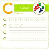 Children alphabet Tracing practice worksheet for kids Letter C vector