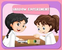 Shadow experiment with scientist kids cartoon character vector