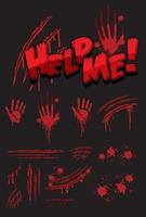 Help Me text design with bloody hand prints vector