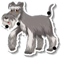 Diseño de etiqueta con perro schnauzer gris aislado vector