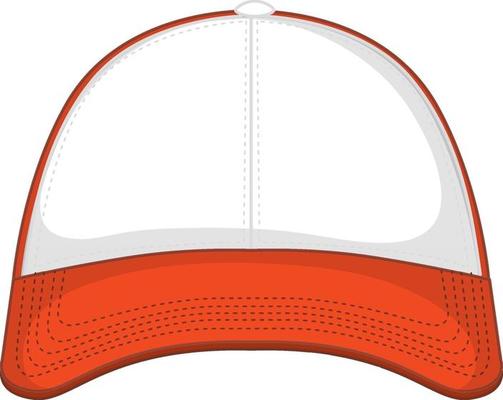 Front of basic white orange baseball cap isolated