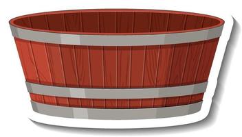 A wooden bucket on white background vector