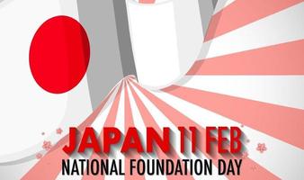 banner del día de la fundación nacional de japón con la bandera de japón vector