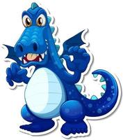 Blue Dragon cartoon character sticker vector