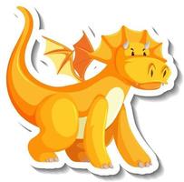 Cute yellow dragon cartoon character sticker vector