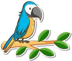 A parrot bird standing on a branch sticker vector