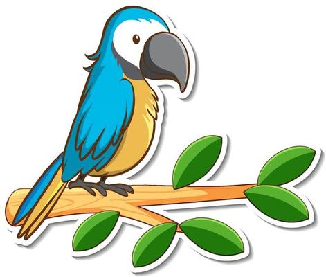 A parrot bird standing on a branch sticker