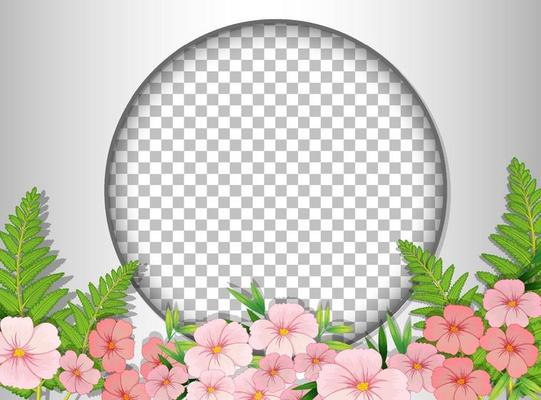 Round frame  with pink flower field template