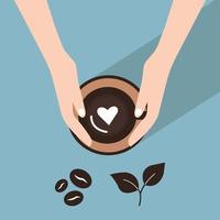 Hand holding a Cup of Coffe icon vector illustration with flat design