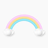 3d rainbow with cloud isolated on white background vector