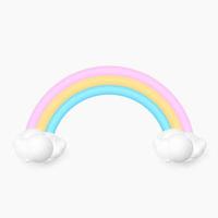 3d rainbow with cloud isolated on white background vector