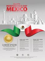 Mexico happy Independence Day background template vector