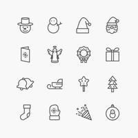 Collection of Christmas ornament icons on white background. vector