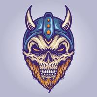 Viking Skull Head with Horn Helmet vector