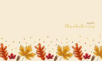 feliz día de acción de gracias fondo hojas de otoño vacaciones vector