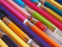 Many colour pencils photo