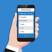 Online survey form concept on mobile phone screen vector illustration.