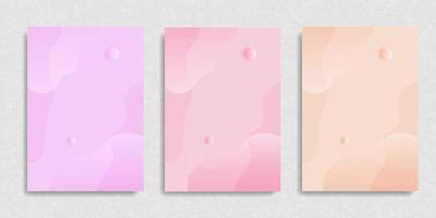 Set of abstract premium light pink, purple and beige wavy background vector