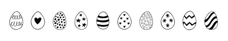 Easter set of doodle eggs illustrations isolated on white background. vector