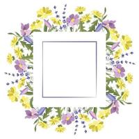 A square frame made of meadow flowers. An empty space for the text. vector