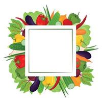 Square frame made of fresh vegetables. An empty space for the text. vector