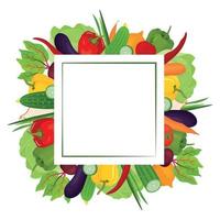 Square frame made of fresh vegetables. An empty space for the text. vector