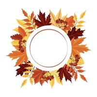 A round frame made of autumn leaves. An empty space for the text. vector