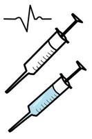 hand drawn syringe with a heartbeat isolated in a white background vector
