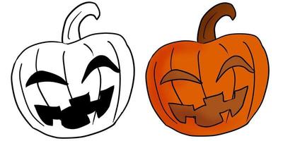 Hand drawn halloween pumpkin vector illustration