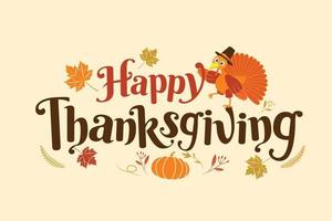 Happy Thanksgiving, Autumn, Calligraphy design, vector illustration.