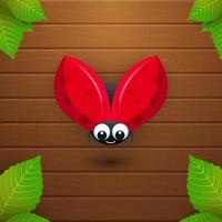 illustration vector design red beetle on wood and leaves background