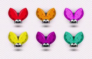 bundle set of 6 beetles of various colors on a transparent background vector