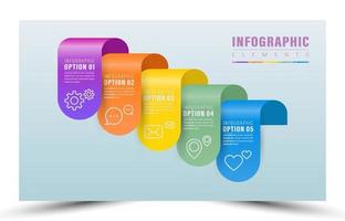 illustration vector design infograph 5 step color element