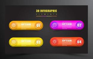 illustration vector design 3d infographic with 4 color element