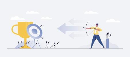 Successful Hit. Businessman hit the target. Business illustration. vector