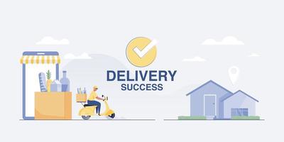 delivery success illustration Delivery service to customers' homes. vector