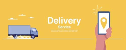 delivery service concept. real time tracking on mobile app. vector