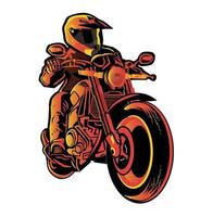 Imagen vectorial de la ilustración del piloto de motos en oro amarillo y negro