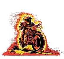 Imagen vectorial de la ilustración del piloto de motos en oro amarillo y negro vector