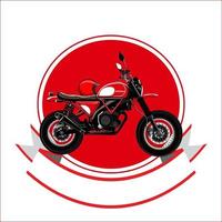 Imagen vectorial de ilustración de motocicleta clásica en color rojo y negro vector
